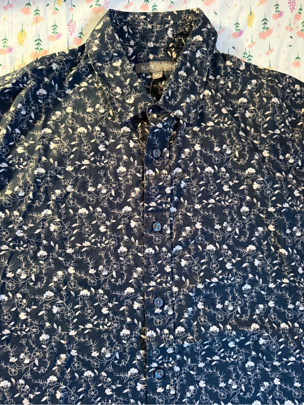 Slate & Stone Navy and White Floral Button-Down Shirt